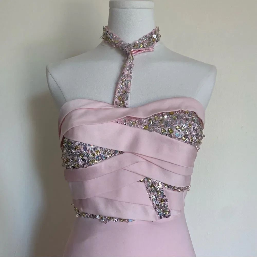 Faviana Couture Light Pink One Shoulder Gown Size 4 - Picture 4 of 16